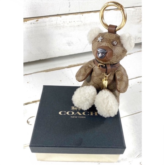 Coach Logo Leather Bear Bag Charm - Picture 7 of 7